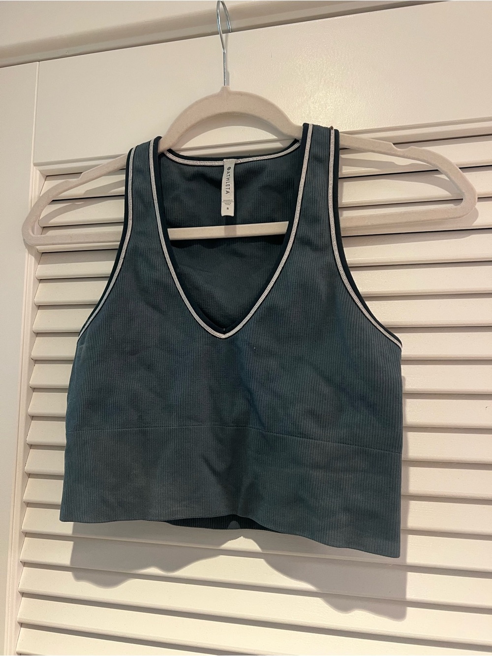 Athleta Grove V-Neck Ribbed Crop Tank - Teal